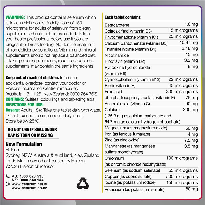 Centrum Advance 50+ 150 Tablets Exclusive Size