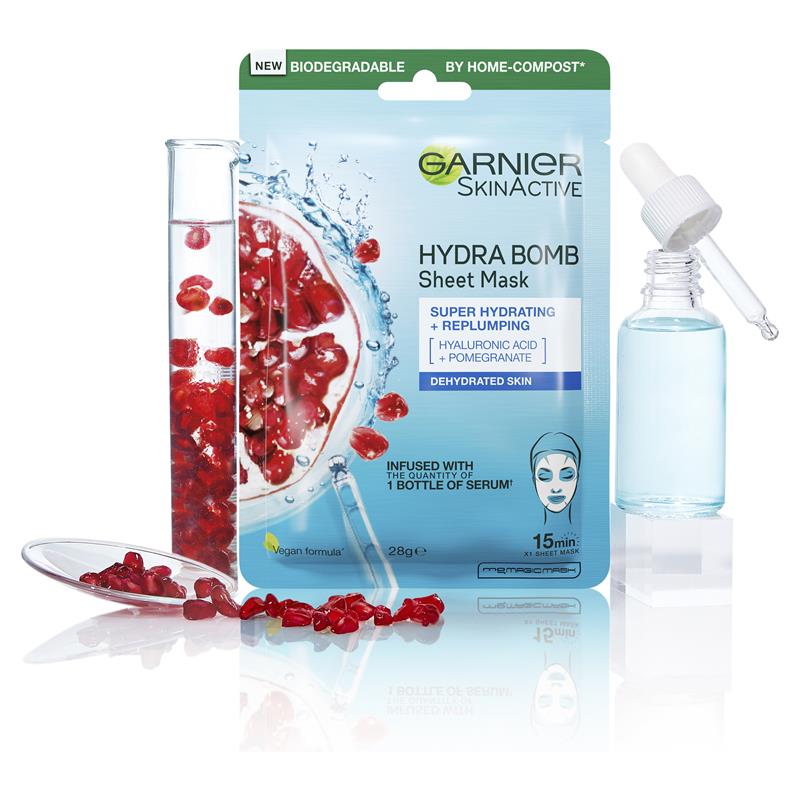 Mặt nạ giấy Garnier Hydra Bomb Hyaluronic Acid + Lựu