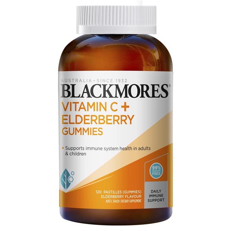 Kẹo dẻo Blackmores Vitamin C + Elderberry Immune Support 120 viên
