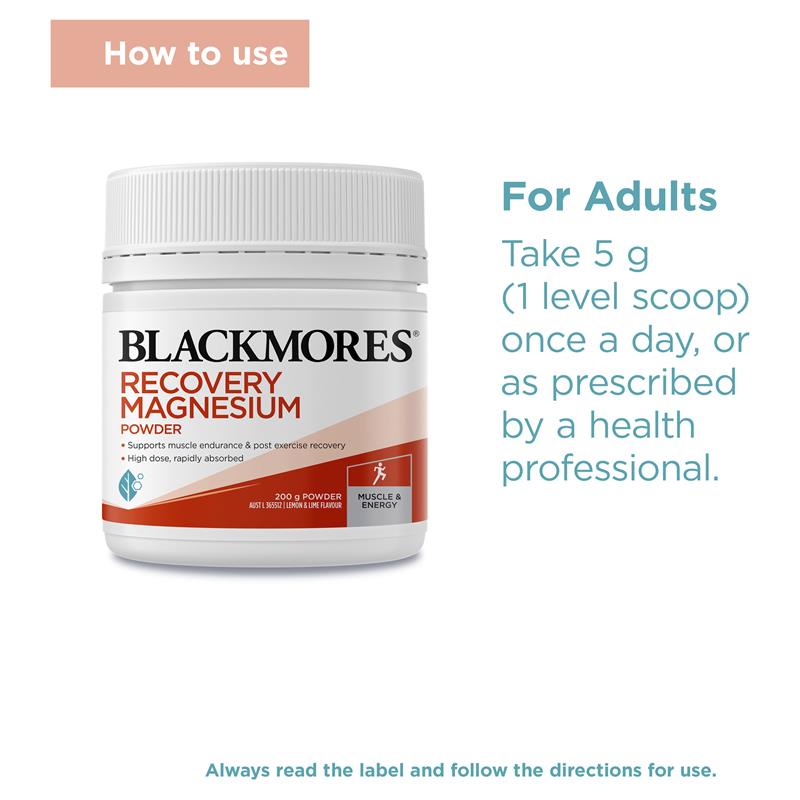 Bột Vitamin Blackmores Recovery Magnesium Muscle Health 200g