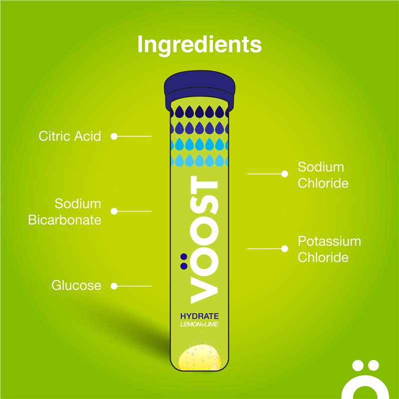 Viên sủi bọt Voost Hydrate Lemon + Lime gói 20 viên