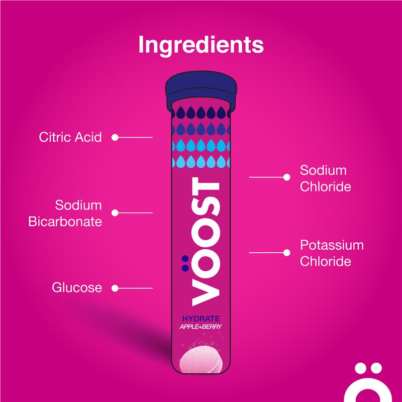 Viên sủi Voost Hydrate Apple + Berry gói 20 viên