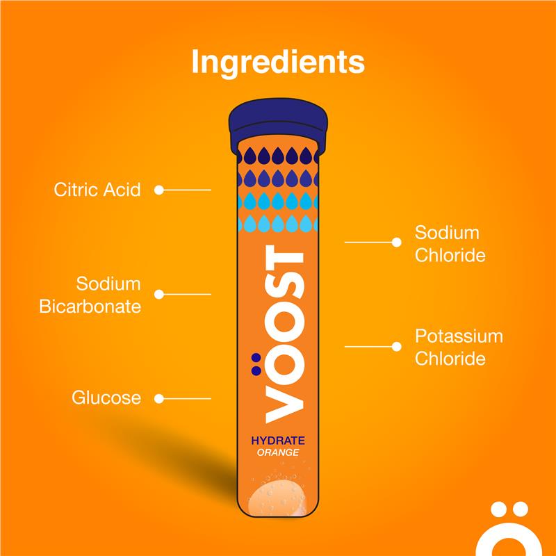 Viên sủi bọt Voost Hydrate Orange gói 20 viên