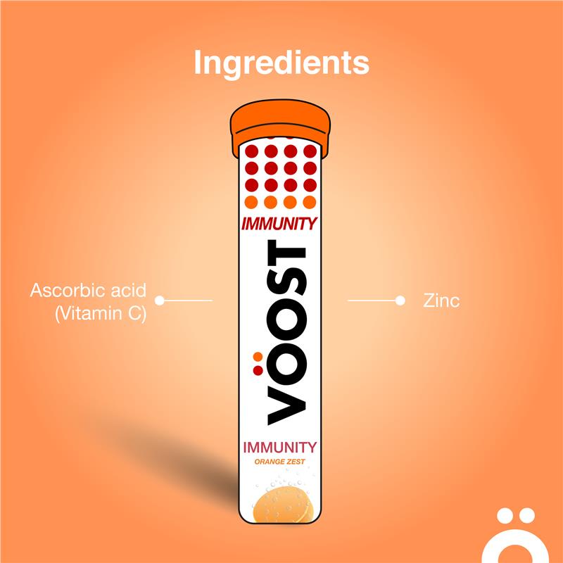 Viên sủi bọt Voost Immunity Orange Zest 60 viên, kích thước độc quyền