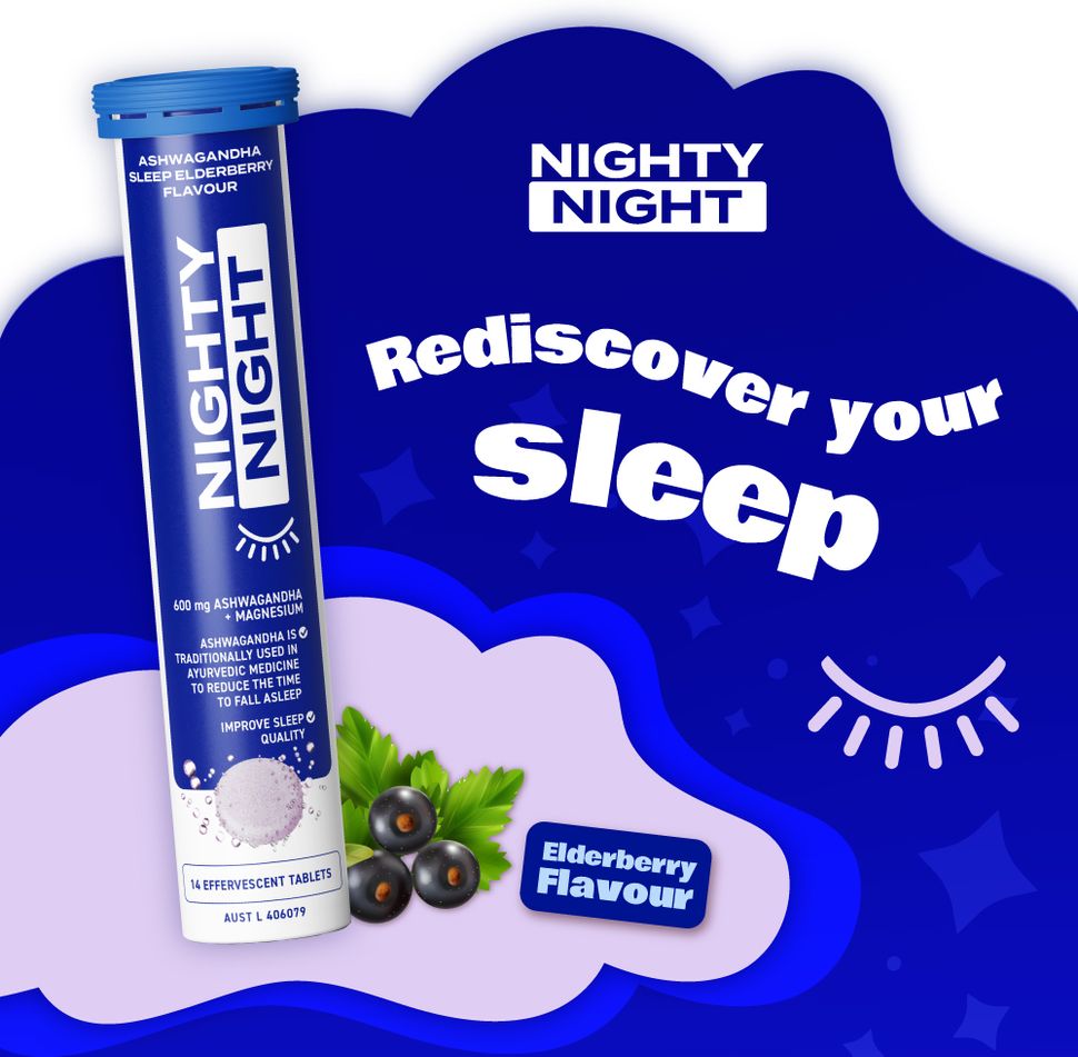Viên sủi Nighty Night Sleep hương Elderberry 14 viên