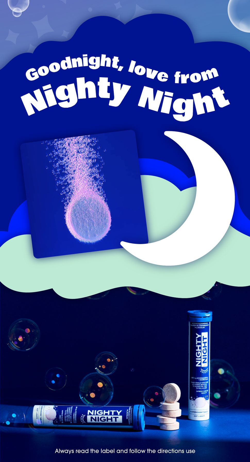 Viên sủi Nighty Night Sleep hương Elderberry 14 viên