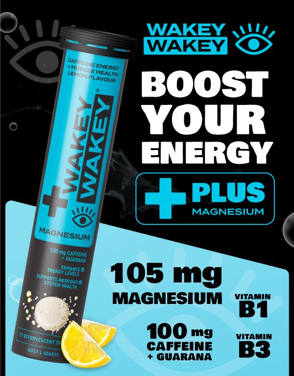 Wakey Wakey Caffeine Plus Magnesium Sủi Bọt Hương Chanh 17 Viên