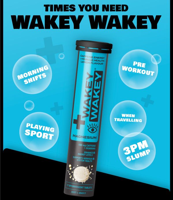 Wakey Wakey Caffeine Plus Magnesium Sủi Bọt Hương Chanh 17 Viên