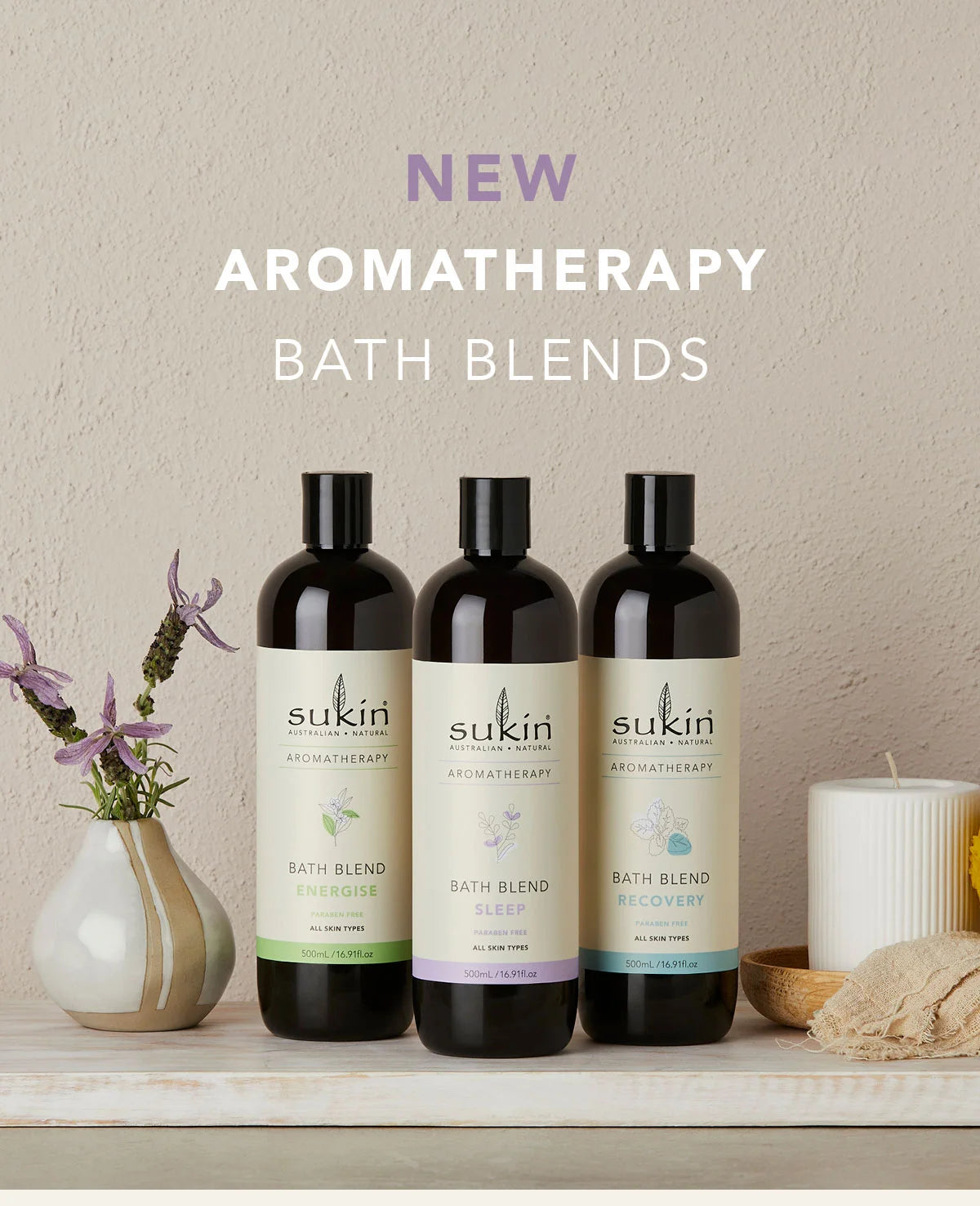 Sữa tắm thư giãn Sukin Aromatherapy Sleep Bath Blend 500ml