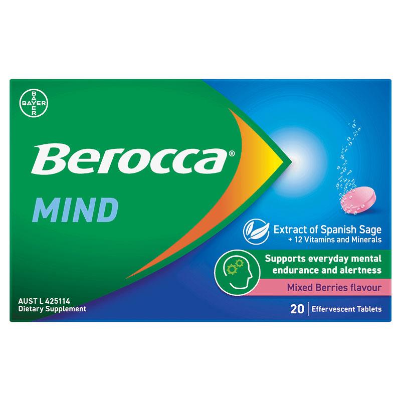 Berocca Mind Mixed Berries 20 Effervescent Tablets