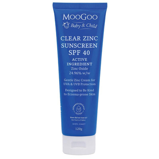 MooGoo 婴儿和儿童透明锌防晒霜 SPF40 120g