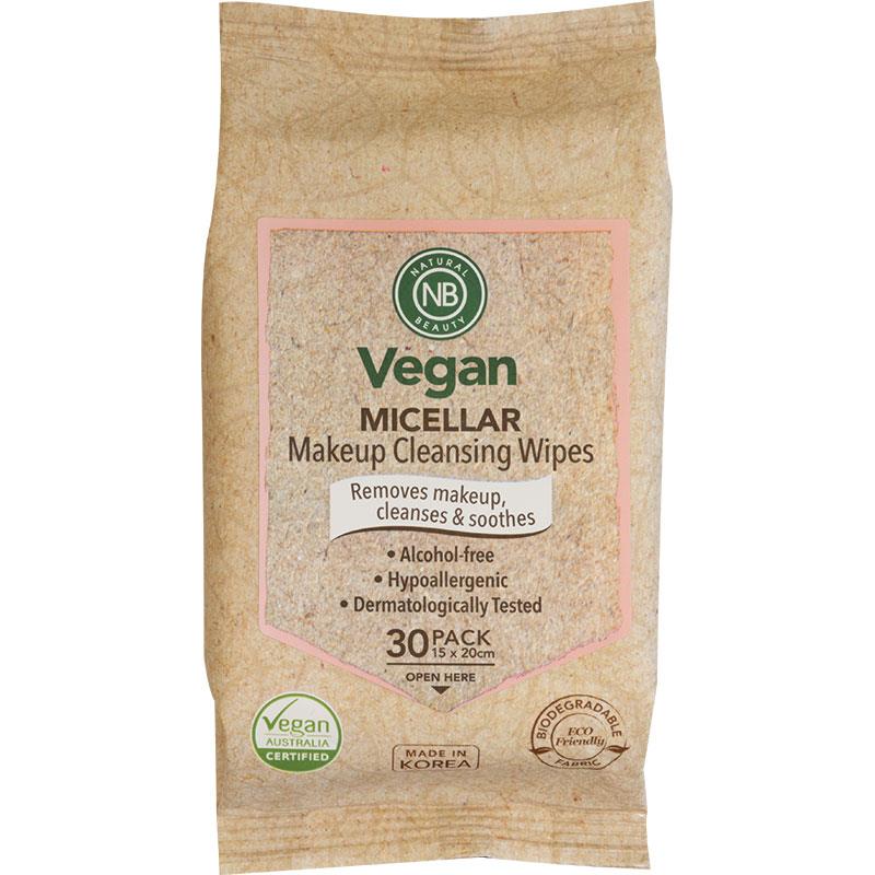 Khăn lau tẩy trang Natural Beauty Vegan Micellar 30 miếng