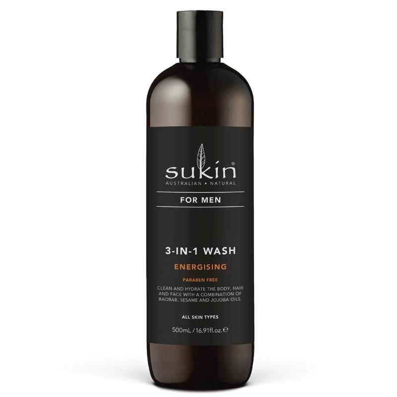 Sữa rửa mặt Sukin For Men 3 trong 1 Energising 500ml