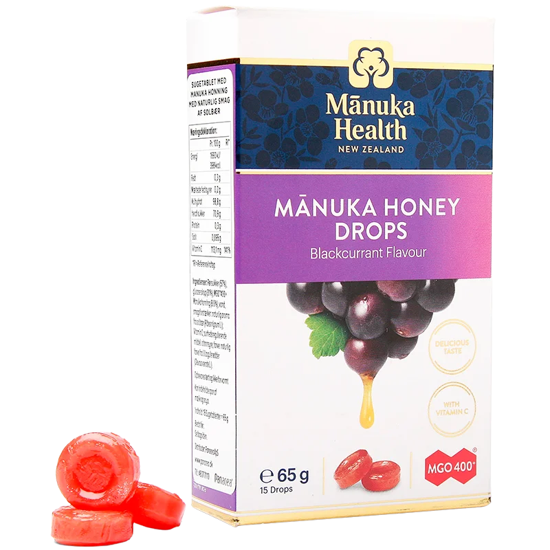 Manuka Health Manuka Honey Drops Blackcurrant 15 Pack 65g