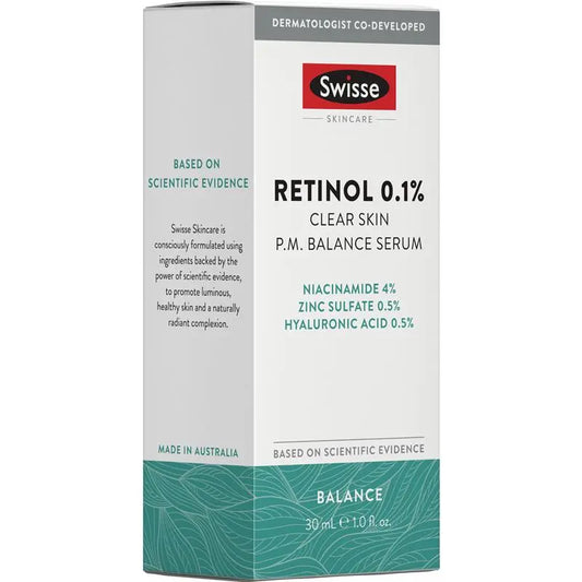 Swisse Skincare Retinol 0.1% Clear Skin PM Balance Serum 30ml