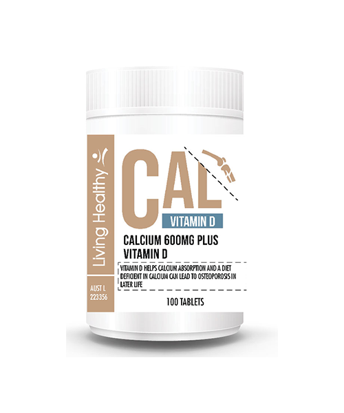 Living Healthy 钙 600 毫克加维生素 D 500IU,100 片