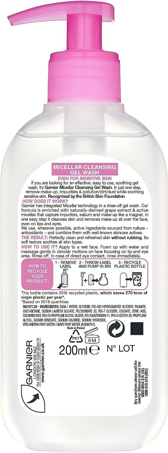 Garnier Micellar Cleansing Gel Wash 200ml