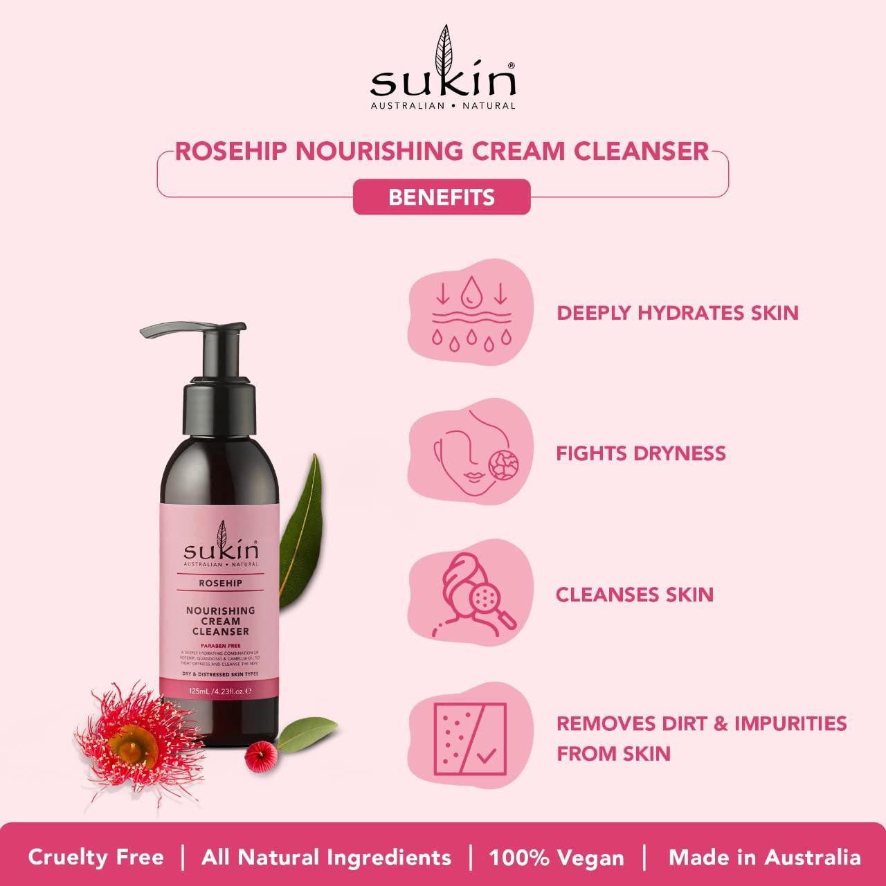 Sữa rửa mặt dưỡng da Sukin Rosehip 125ml