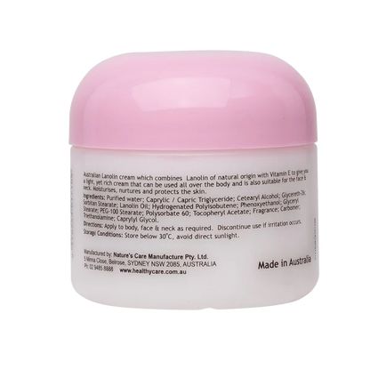 Healthy Care Natural Lanolin & Vitamin E Cream 100g