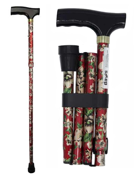 Days Folding Patterned Walking Stick -Floral
