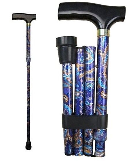 Days Folding Patterned Walking Stick - Paisley