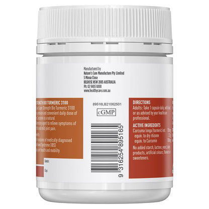 Healthy Care Super Strength Bio Turmeric 3100mg 100 Capsules