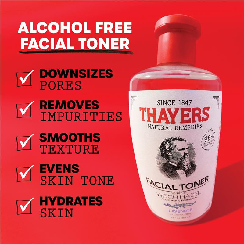 Nước hoa hồng không cồn Thayers Lavender với chiết xuất cây phỉ lô hội 355ml 