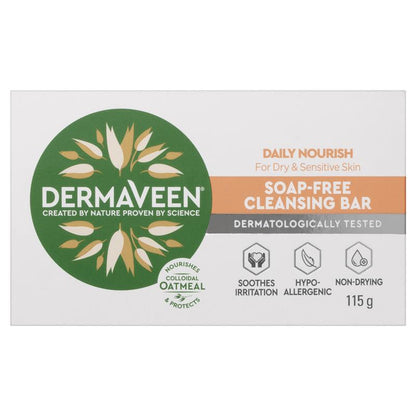 DermaVeen 每日滋养无皂洁面皂，适合干性及敏感性肌肤，115g 