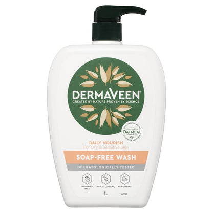 DermaVeen 每日滋养无皂洗面奶，适合干性及敏感性肌肤，1L 