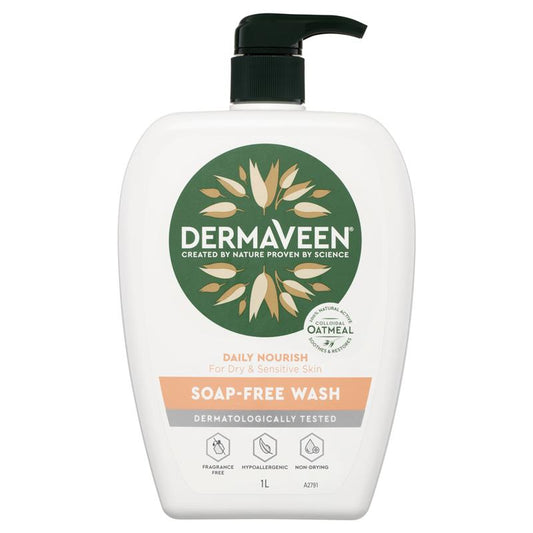 Sữa rửa mặt không xà phòng DermaVeen Daily Nourish dành cho da khô và nhạy cảm 1L 