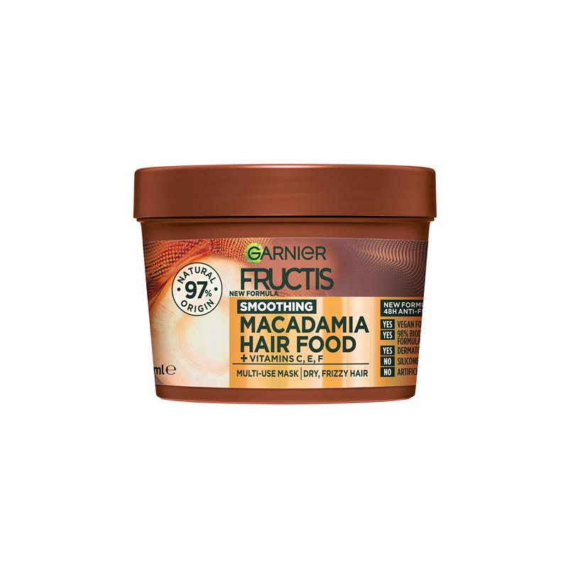 Mặt nạ dưỡng tóc Garnier Fructis Hair Food Smoothing Macadamia 3 trong 1 dành cho tóc khô và khó vào nếp 390ml 