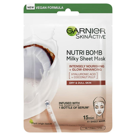 Mặt nạ giấy Garnier Nutri Bomb Milky Acid Hyaluronic + Sữa dừa 