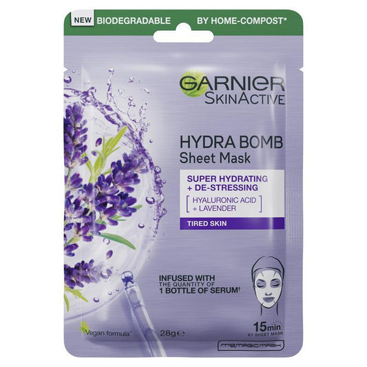 Mặt nạ giấy Garnier Hydra Bomb Hyaluronic Acid + Lavender 