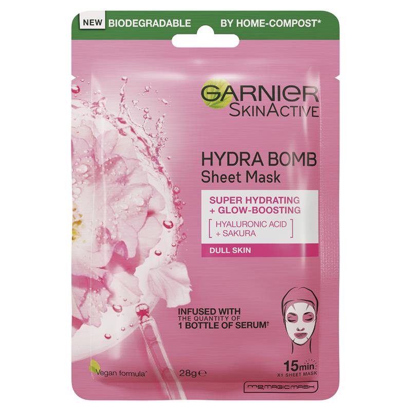 Mặt nạ giấy Garnier Hydra Bomb Hyaluronic Acid + Sakura 