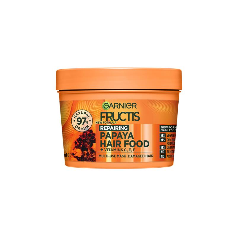 Mặt nạ phục hồi tóc hư tổn Garnier Fructis Hair Food Repairing Papaya 3 trong 1 390ml 