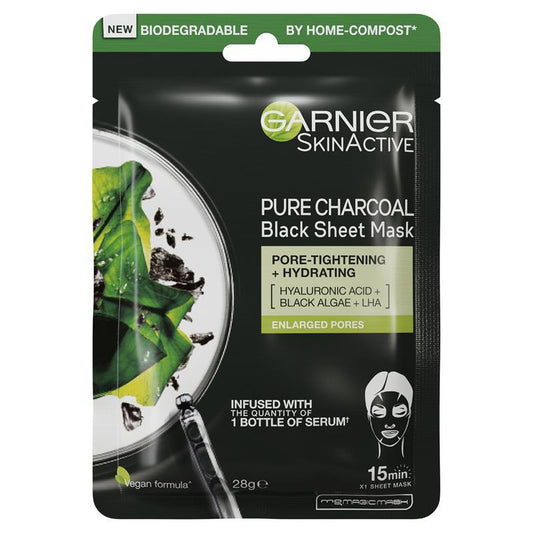 Mặt nạ giấy Garnier Pure Charcoal Hyaluronic Acid + Tảo đen 