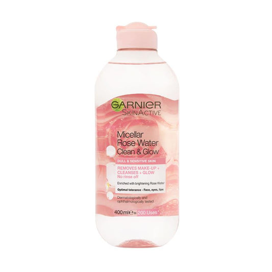 Nước tẩy trang Garnier SkinActive Micellar Rose Cleansing Water Clean &amp; Glow 400ml 