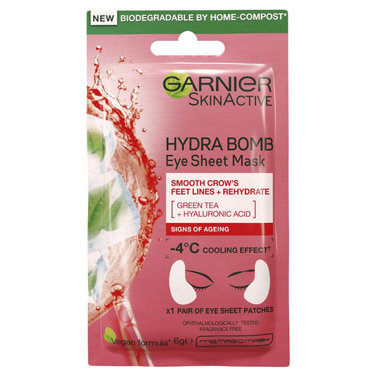 Mặt nạ mắt chống lão hóa Garnier Hydra Bomb Hyaluronic Acid + Trà xanh 