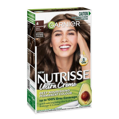 卡尼尔 Nutrisse 永久染发剂 - 4 罗望子深棕色（富含 4 种天然油脂） 