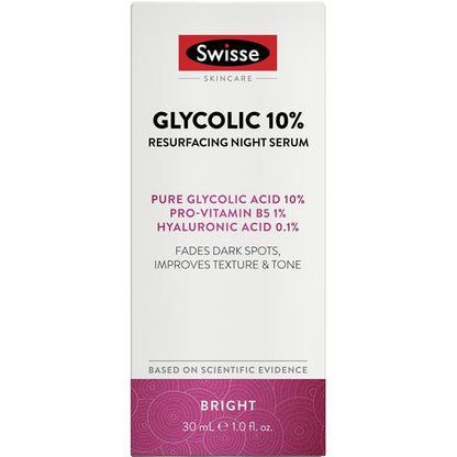 Huyết thanh tái tạo da ban đêm Swisse Skincare Glycolic 10% 30ml 