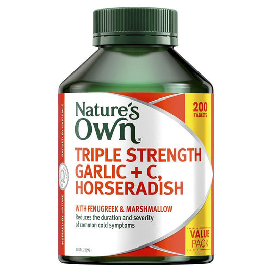 Viên uống Nature's Own Triple Strength Garlic + C Horseradish 200 viên Kích thước độc quyền 