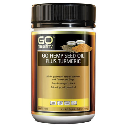 Dầu hạt cây gai dầu GO Healthy Plus Turmeric 100 viên nang mềm 