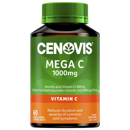 Cenovis Mega 维生素C（用于免疫支持）1000毫克 - 60片橙味咀嚼片