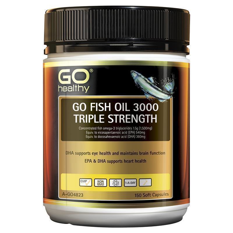 GO Healthy Fish 3000 三倍强度软胶囊 150 粒胶囊 独家尺寸