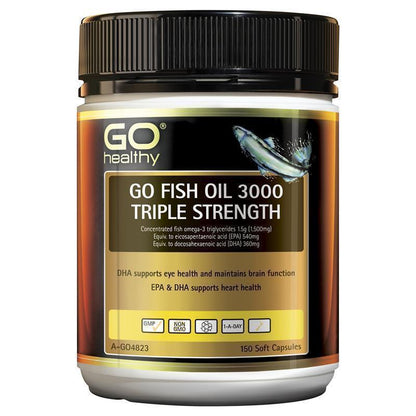 Viên nang mềm GO Healthy Fish 3000 Triple Strength 150 viên nang Kích thước độc quyền 