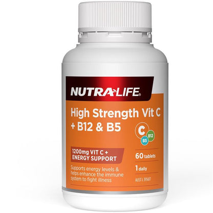 Nutra-Life 高强度维生素 C + B12 和 B5 60 片