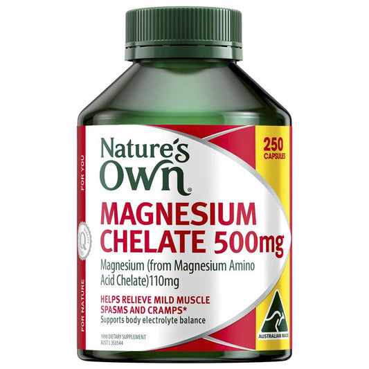 Nature's Own Magnesium Chelate 500Mg 250 Viên nang Kích thước độc quyền 