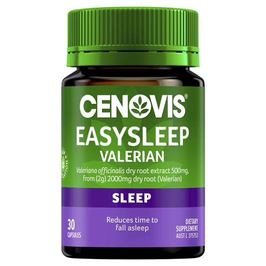 Cenovis Easy Sleep 缬草胶囊 2000 毫克，镇静神经，缓解睡眠不安，30 粒胶囊