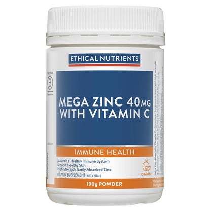 Ethical Nutrients Mega Zinc 40mg với Vitamin C Cam 190g Bột 