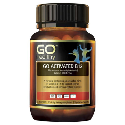 Viên uống bổ sung vitamin B12 dưới lưỡi Go Healthy Activated 60 viên thuần chay 